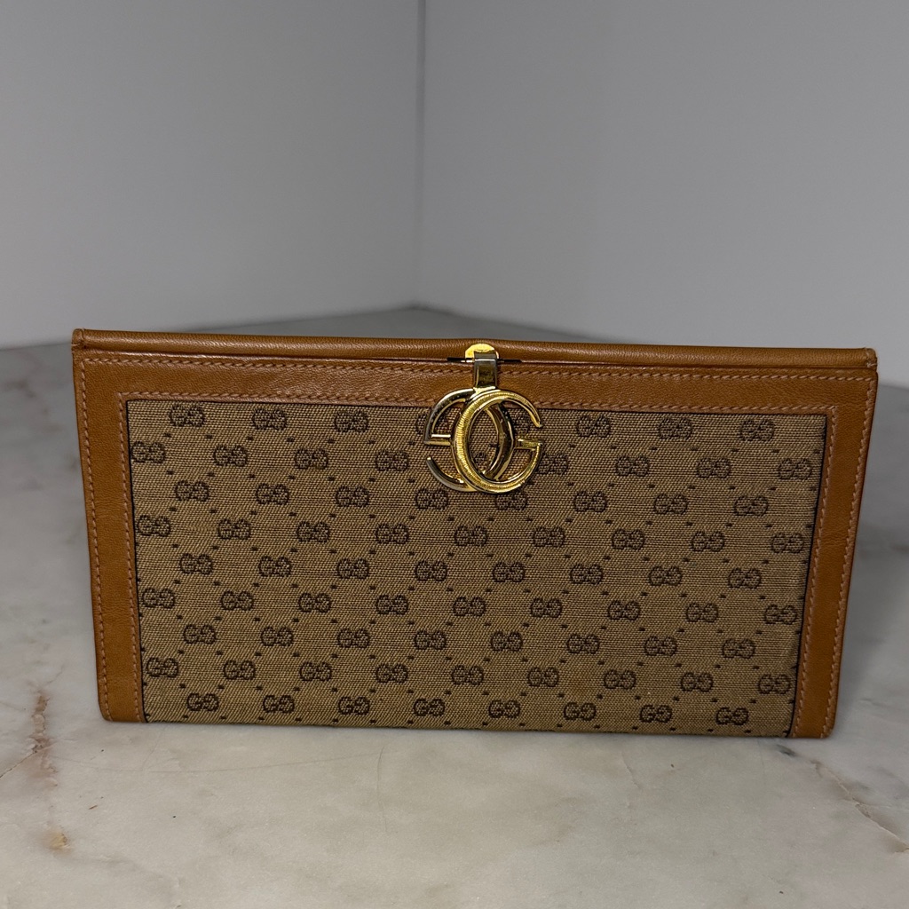 Gucci Brown Monogram Coated Canvas Wallet